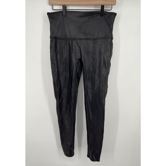 SPANX  Faux Leather Leggings in Black Stretch XL Petite - Picture 1 of 5